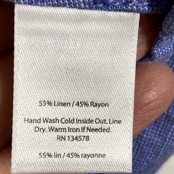 VINEYARD VINES Blue Linen blend Short Sleeve Tunic - Picture 5 of 7